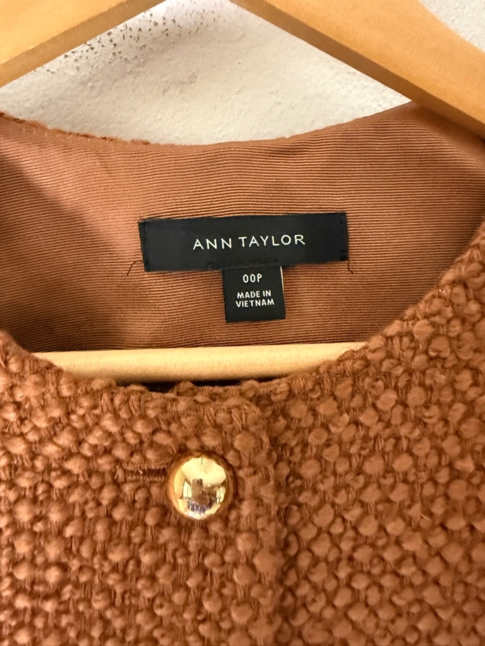 Ann Taylor Rust Brown Textured Cropped Bouclé Jacket Xxsp - Picture 3 of 8